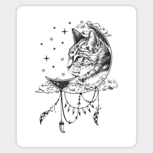 Boho Drawing Cat Face Illustrator Sticker